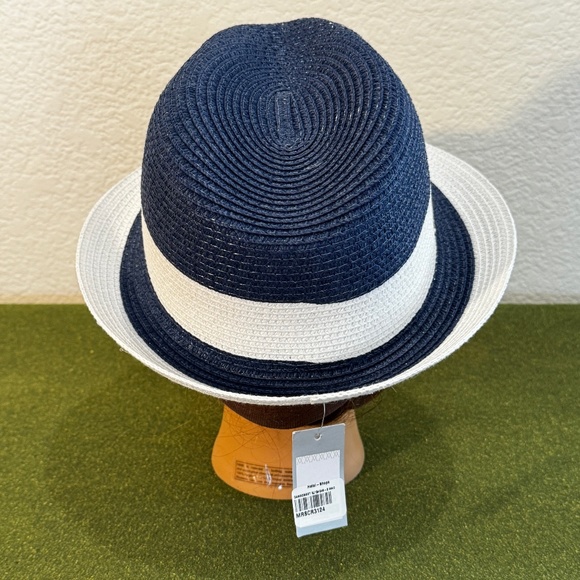 *NEW* AMIANI SUMMER FEDORA NAVY/WHITE - Picture 3 of 6